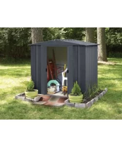 CASETTA DA GIARDINO HABRITA "SPACEMAKER APEX" IN ACCIAIO ZINCATO ANTRACITE 193,7X151,1X190,2 CM